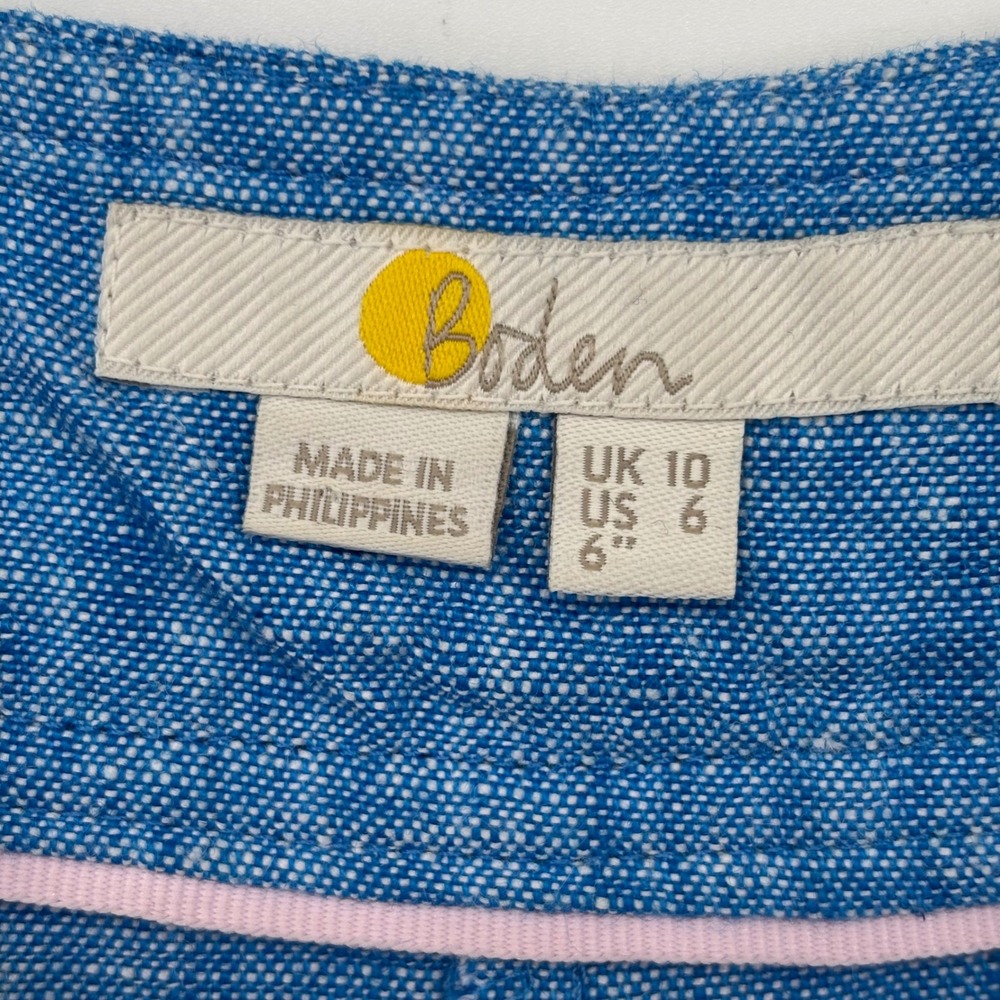 Boden Cornwall 100% Linen Shorts Blue Size 6 - Picture 2 of 8